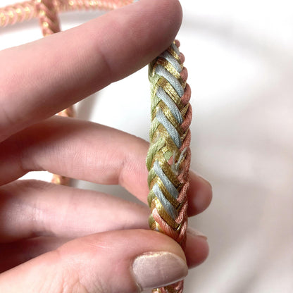 Vintage kimono accessories set - powder blue obiage and pastel-gold obijime