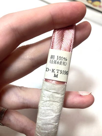 Vintage kimono accessories set - light blue obiage and dusty pink obijime