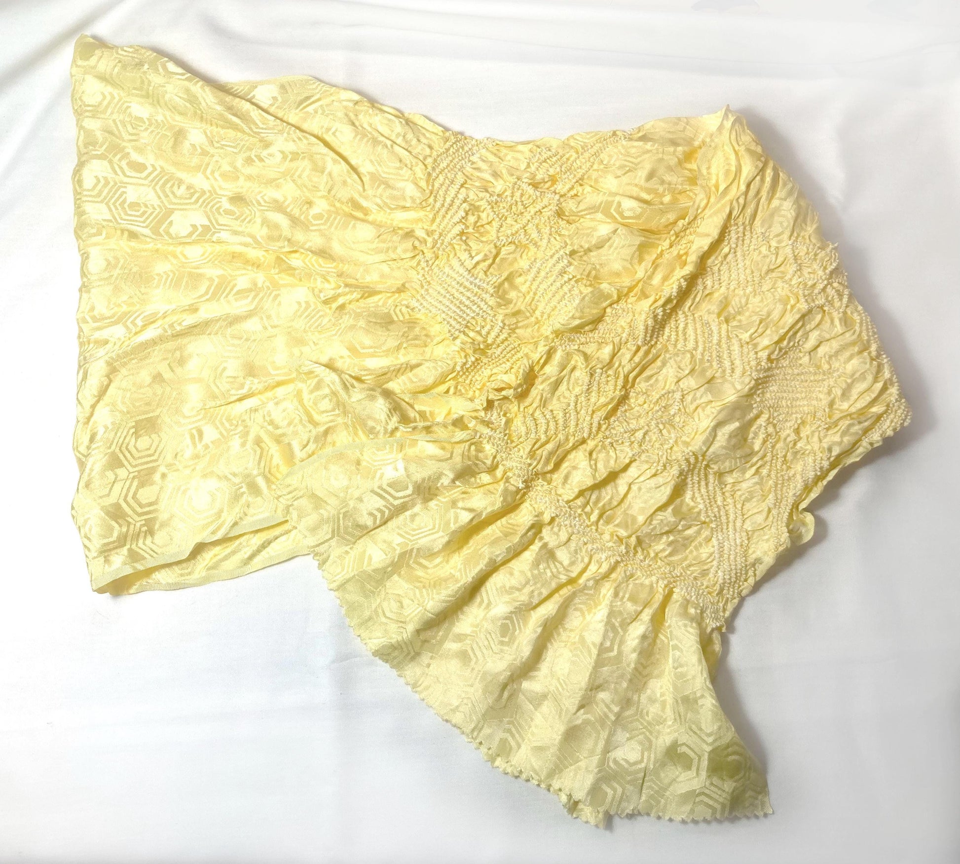 Vintage kimono accessories set - light yellow obiage and colorful mix obijime