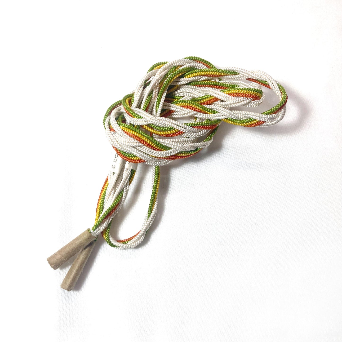 Vintage kimono accessories set - light yellow obiage and colorful mix obijime