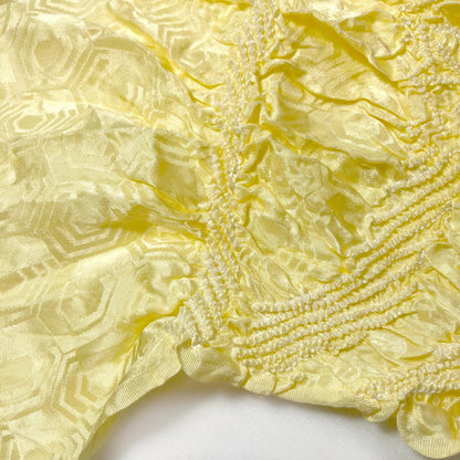 Vintage kimono accessories set - light yellow obiage and colorful mix obijime