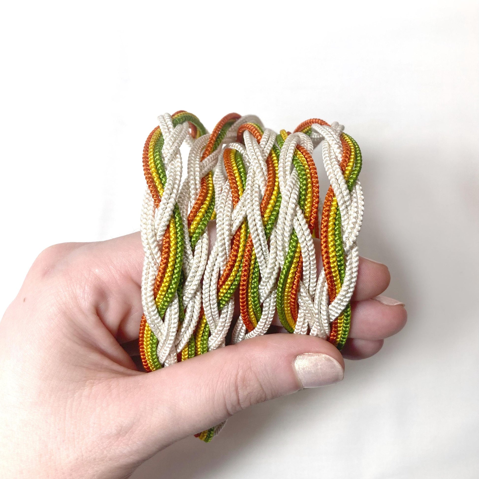 Vintage kimono accessories set - light yellow obiage and colorful mix obijime