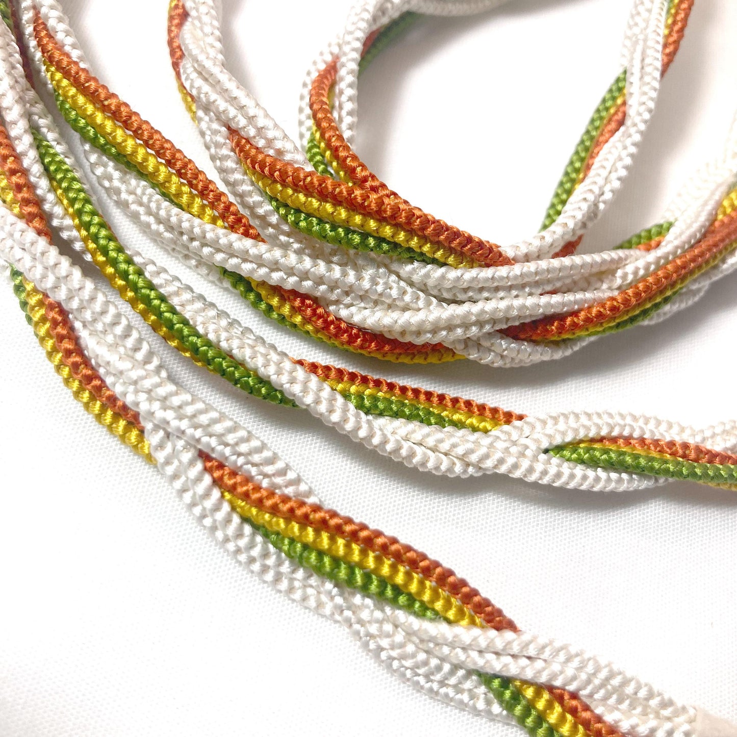 Vintage kimono accessories set - light yellow obiage and colorful mix obijime