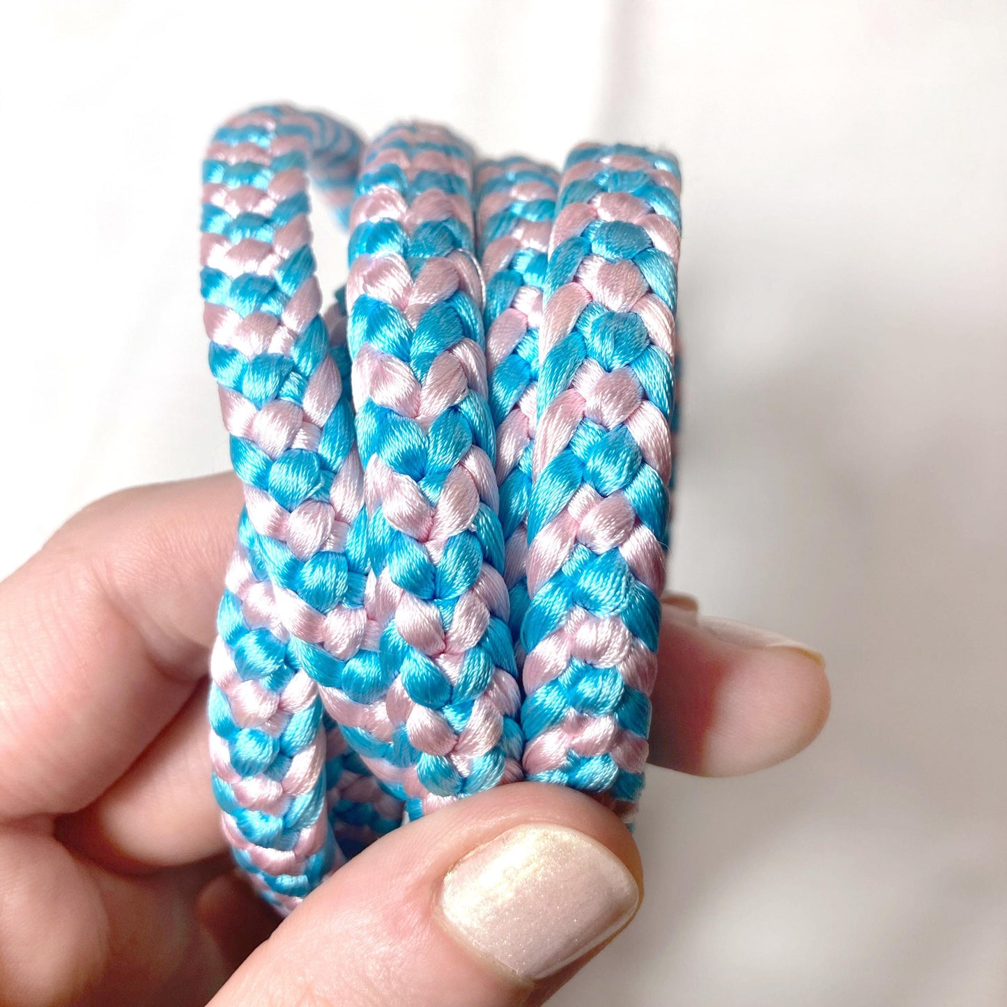 Vintage kimono accessories set - salmon pink obiage and pink-blue obijime