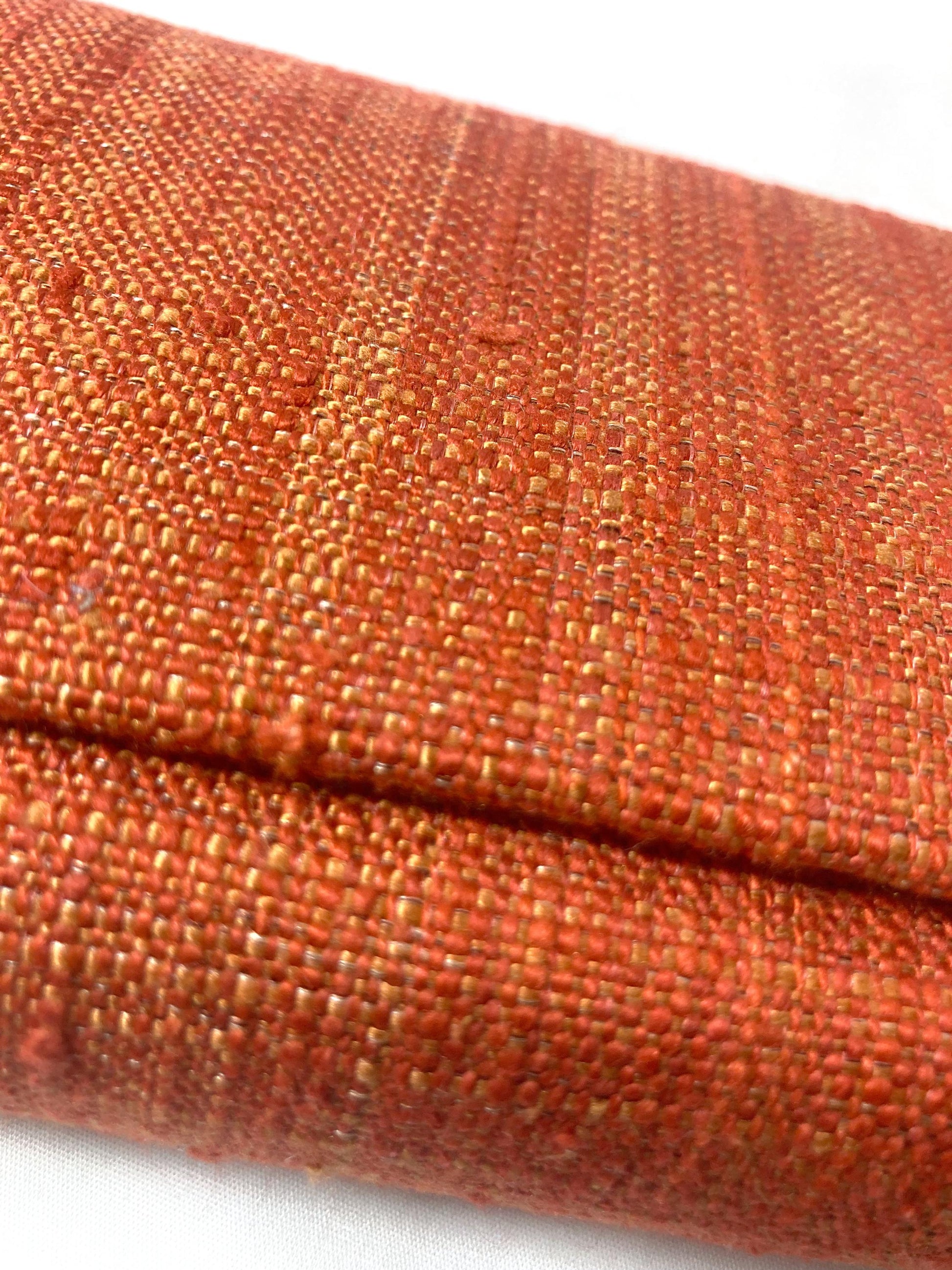 Vintage kimono clutch handbag - simple orange red textured fabric