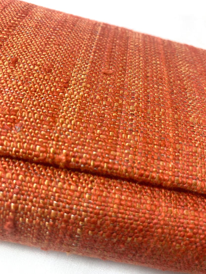 Vintage kimono clutch handbag - simple orange red textured fabric