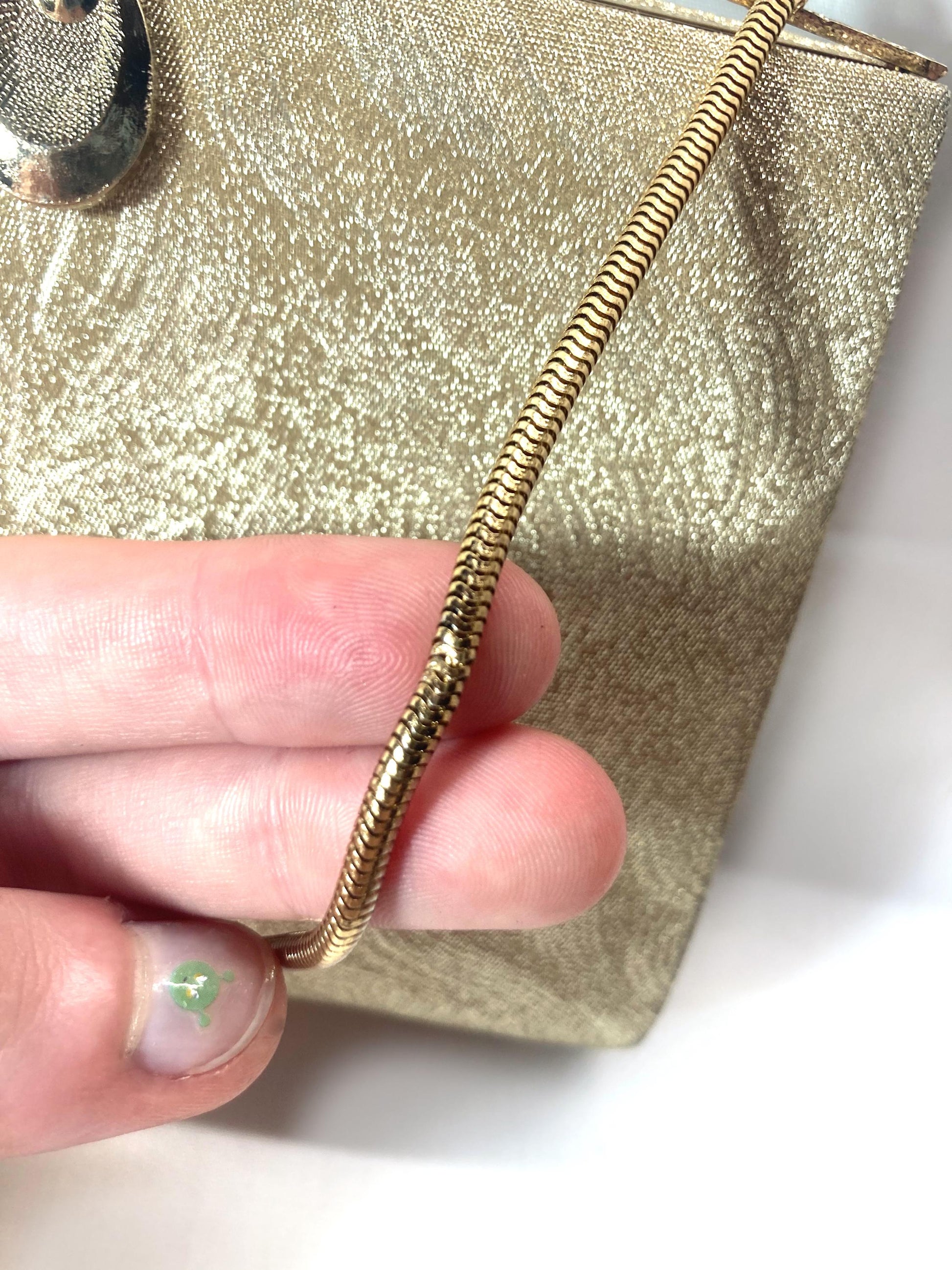 Vintage miniature handbag - golden with wavy pattern