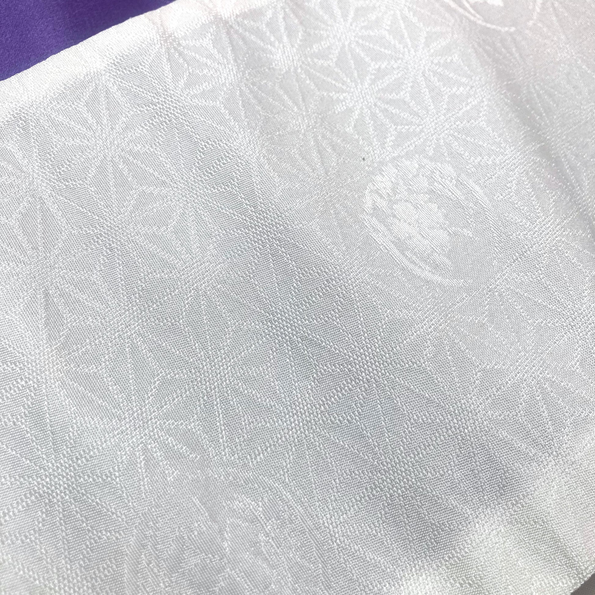 Reversible Japanese hanhaba obi - light purple and white with wisteria pattern
