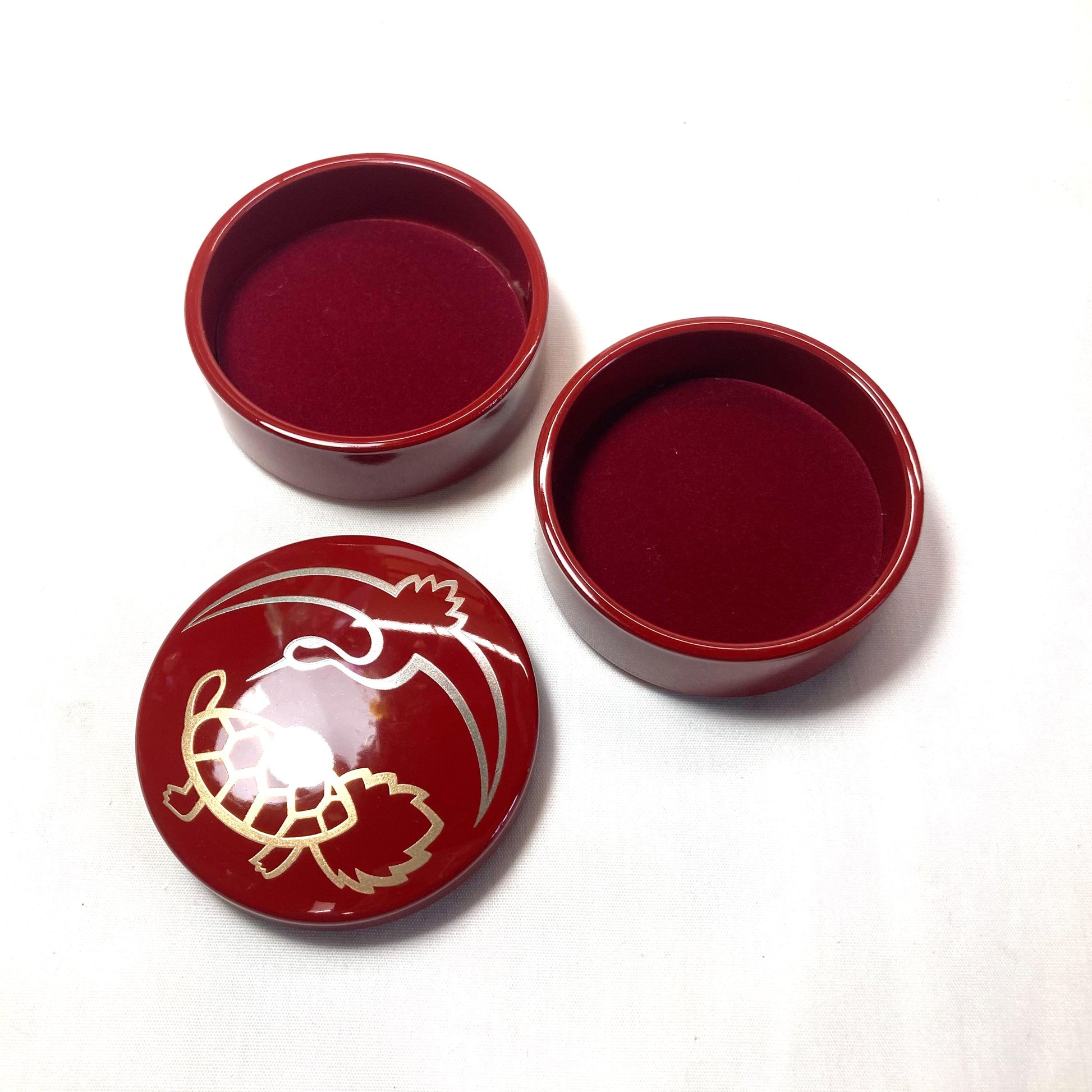 Small Japanese two-tier box - red with auspicious animals
