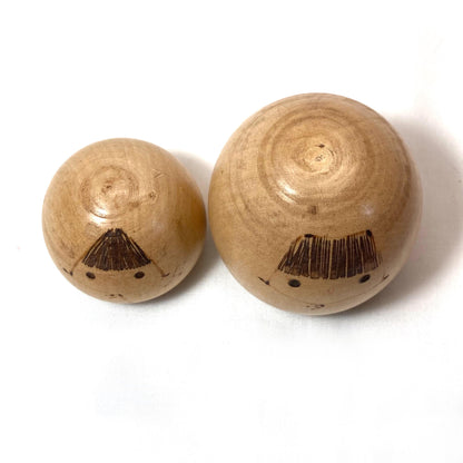 Traditional Japanese wooden doll set - two simple dolls