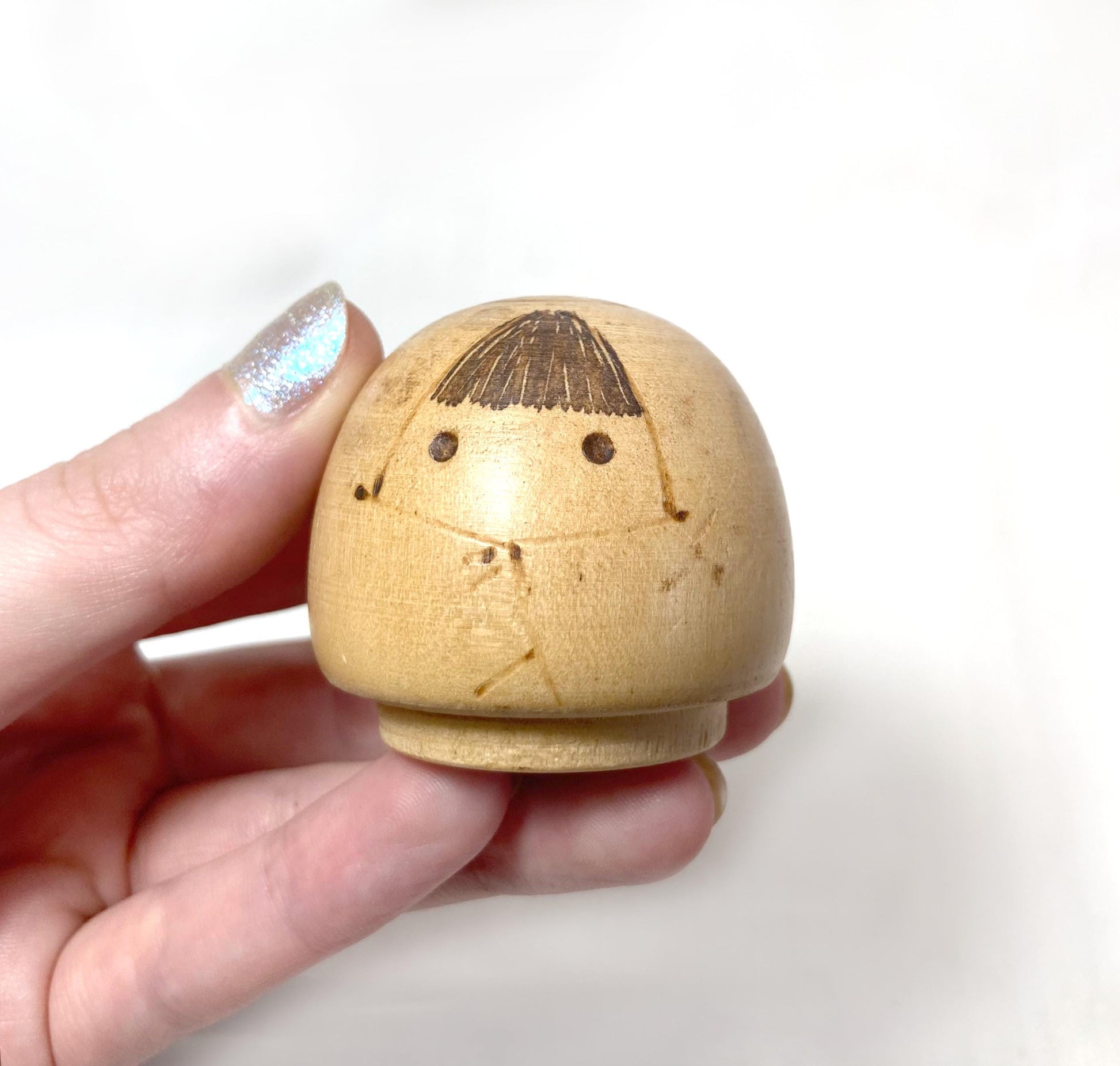 Traditional Japanese wooden doll set - two simple dolls