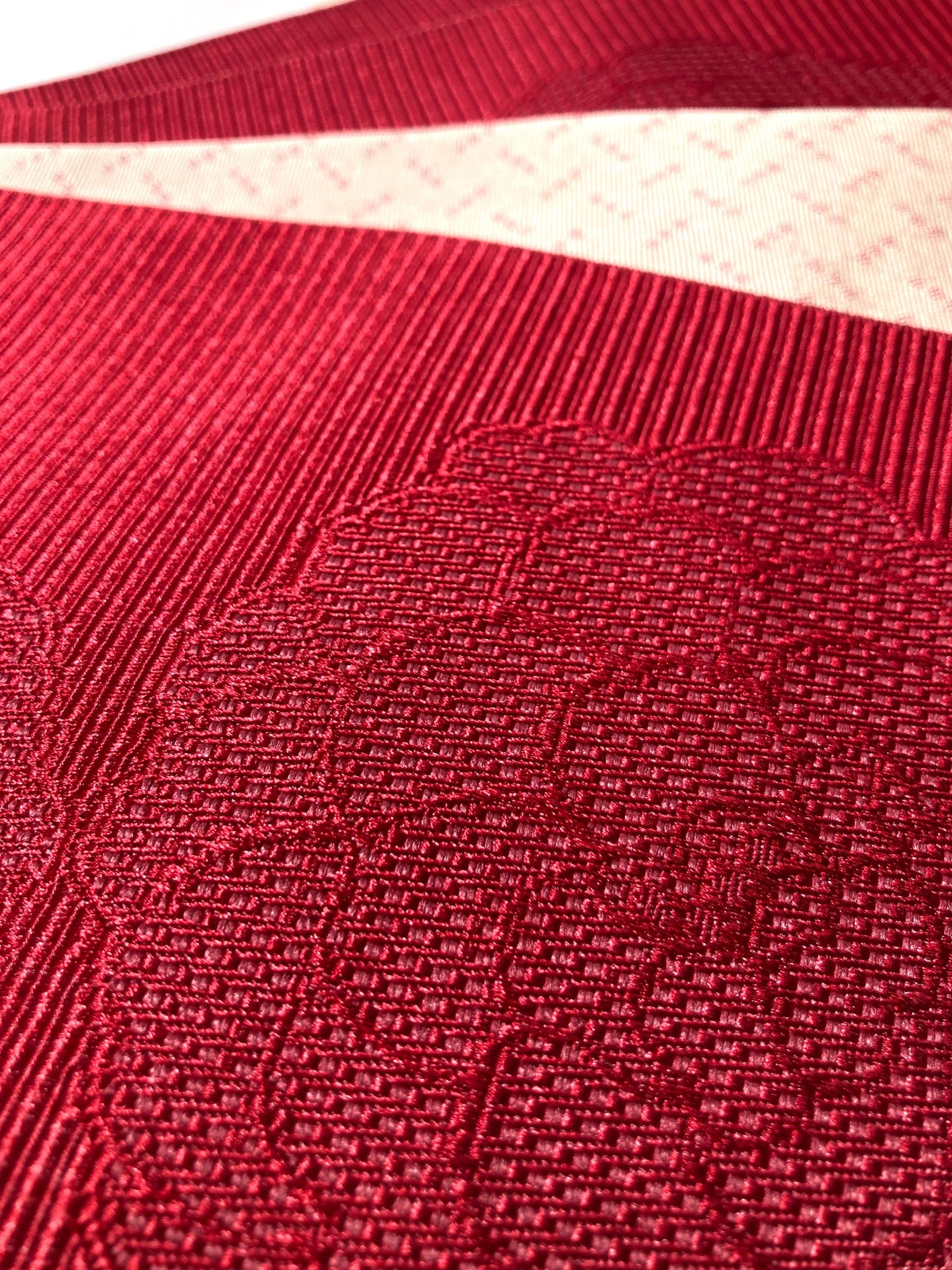 Reversible Japanese hanhaba obi - red peonies and light beige - new with tags