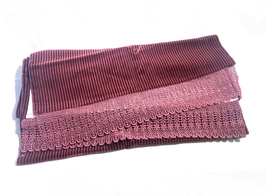 Velvet kimono shawl - pinkish mauve with black stripes