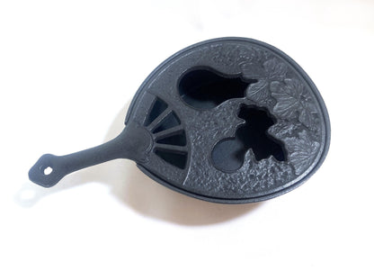 Iron cast Japanese incense burner - uchiwa handfan