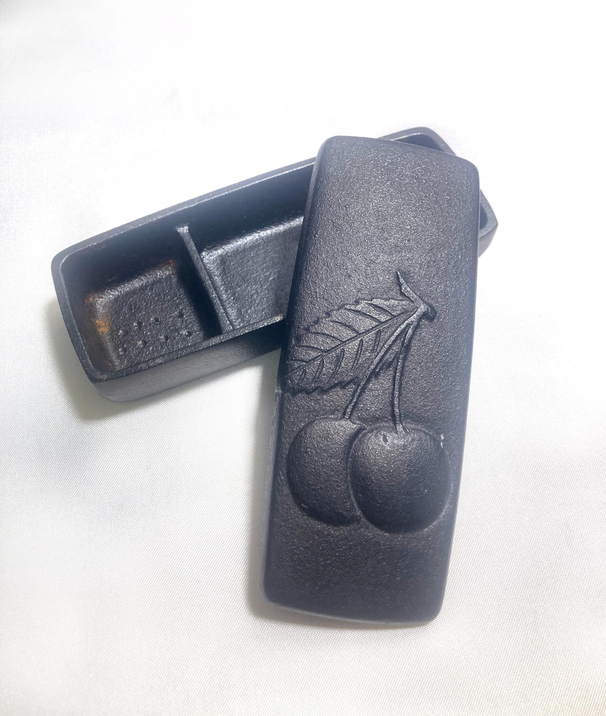 Small Japanese cast iron box - cherry fruit