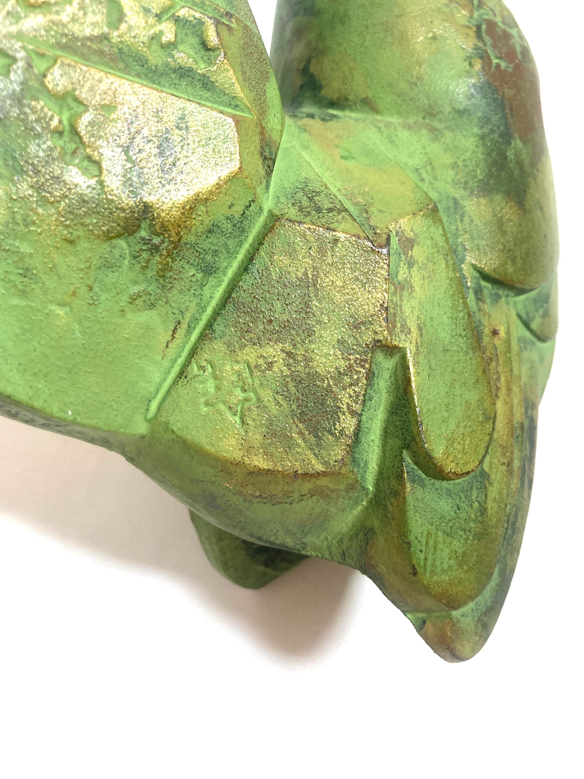 Vintage zodiac sign iron cast statuette - rooster