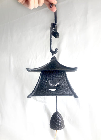 Cast iron wind chime (fuurin) - moon lantern and a monkey (small size)