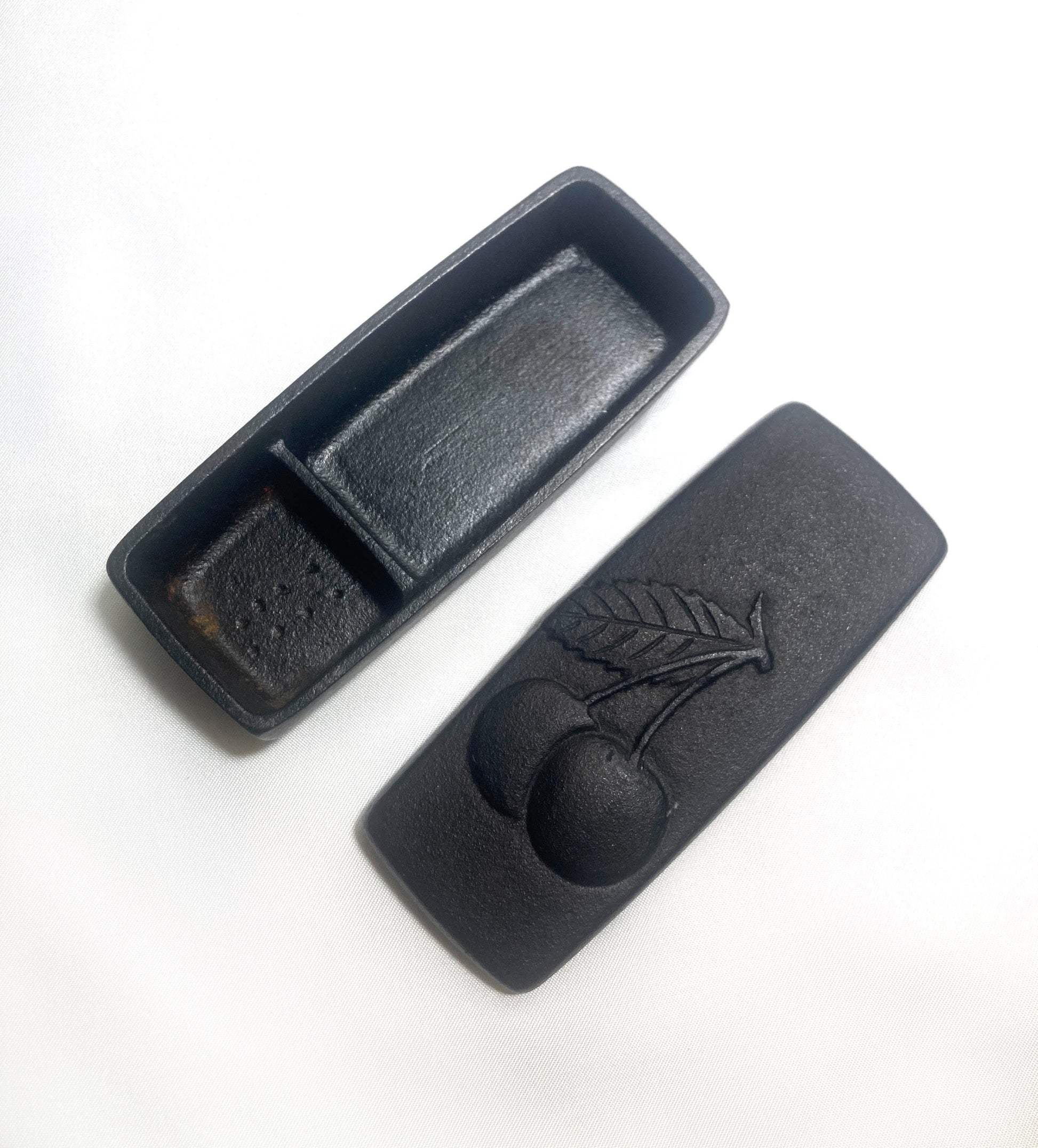 Small Japanese cast iron box - cherry fruit