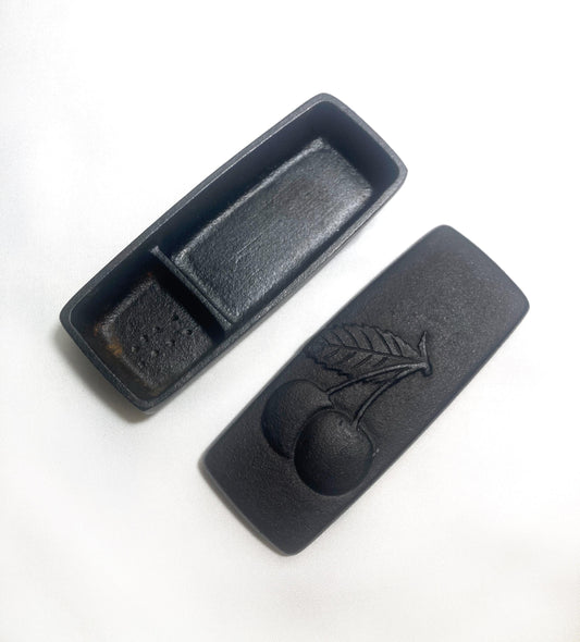 Small Japanese cast iron box - cherry fruit