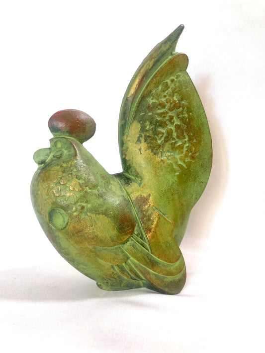 Vintage zodiac sign iron cast statuette - rooster