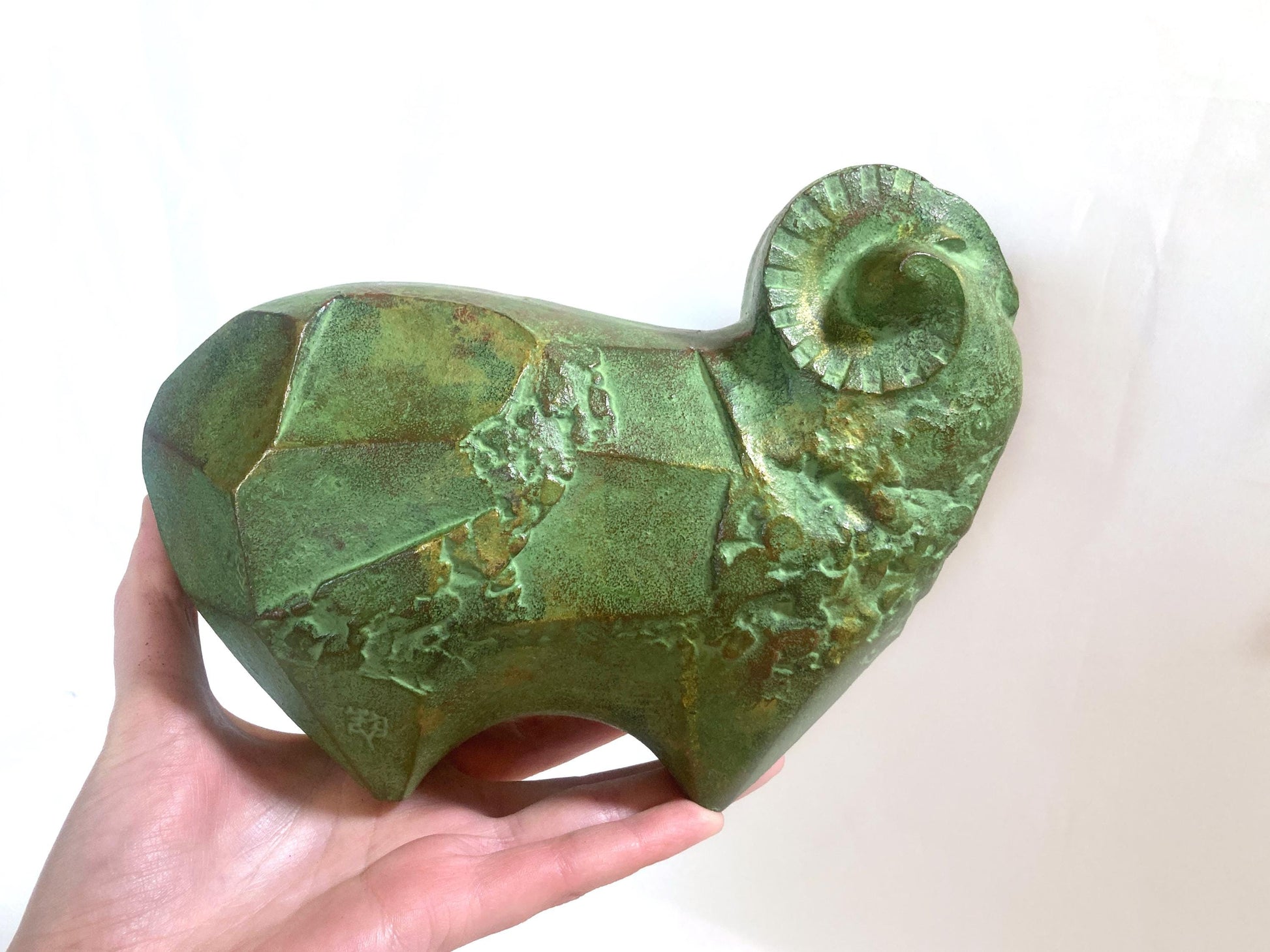 Vintage zodiac sign iron cast statuette - ram