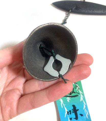 Cast iron wind chime (fuurin) - two fish on a hook