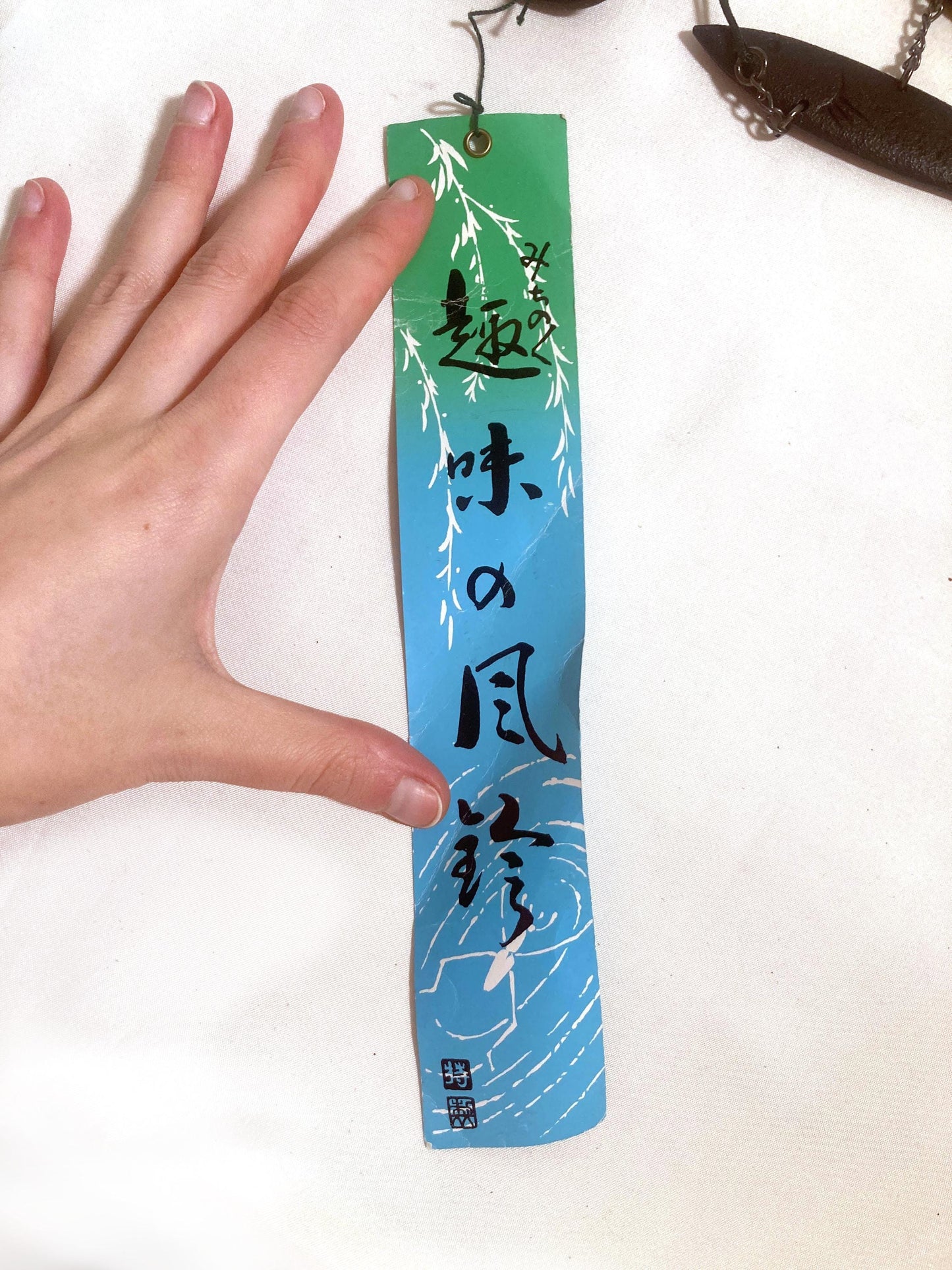 Cast iron wind chime (fuurin) - two fish on a hook