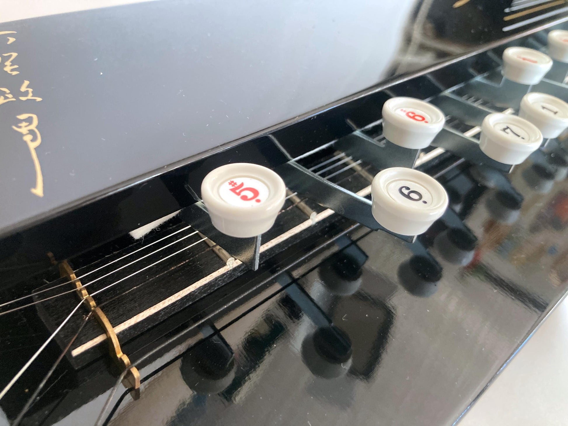 Traditional Japanese instrument taishōgoto (大正琴) with soft case - 5 string harp with an image of Mt.Fuji