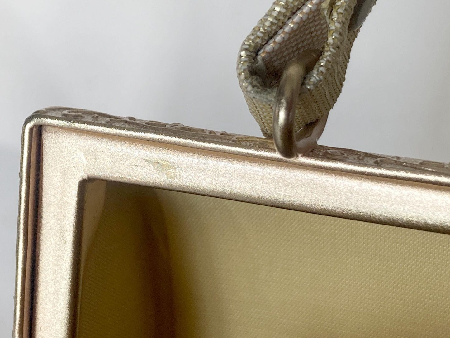 Vintage kimono handbag - metallic golden with a subtle floral motif