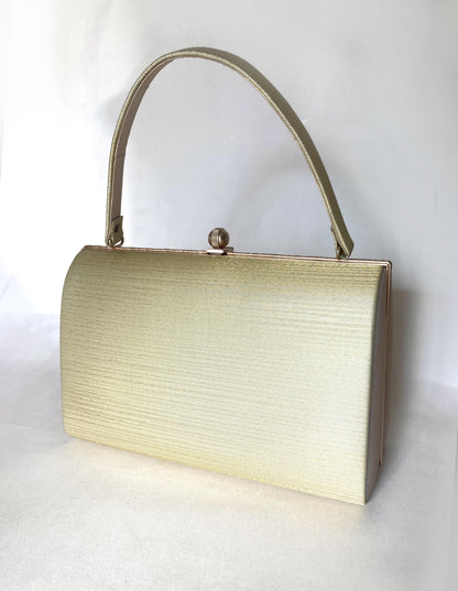 Vintage kimono handbag - metallic golden with a subtle floral motif