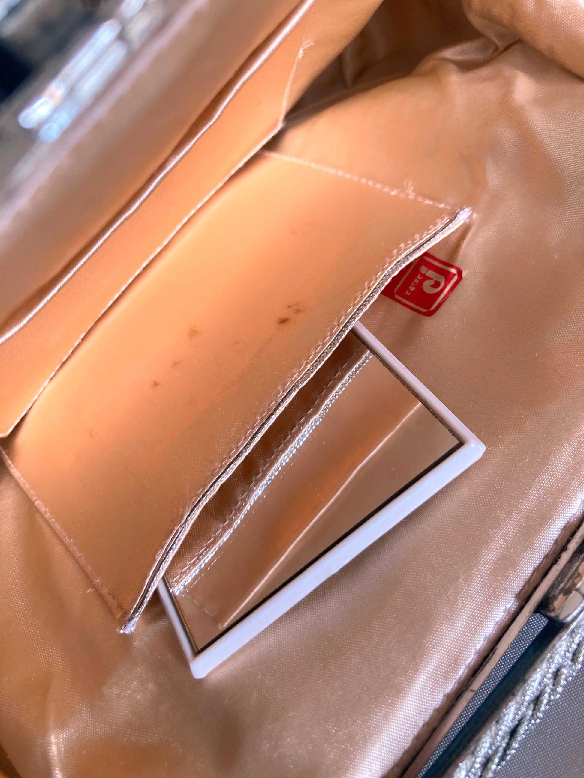 Vintage kimono handbag - bronze and beige lattice