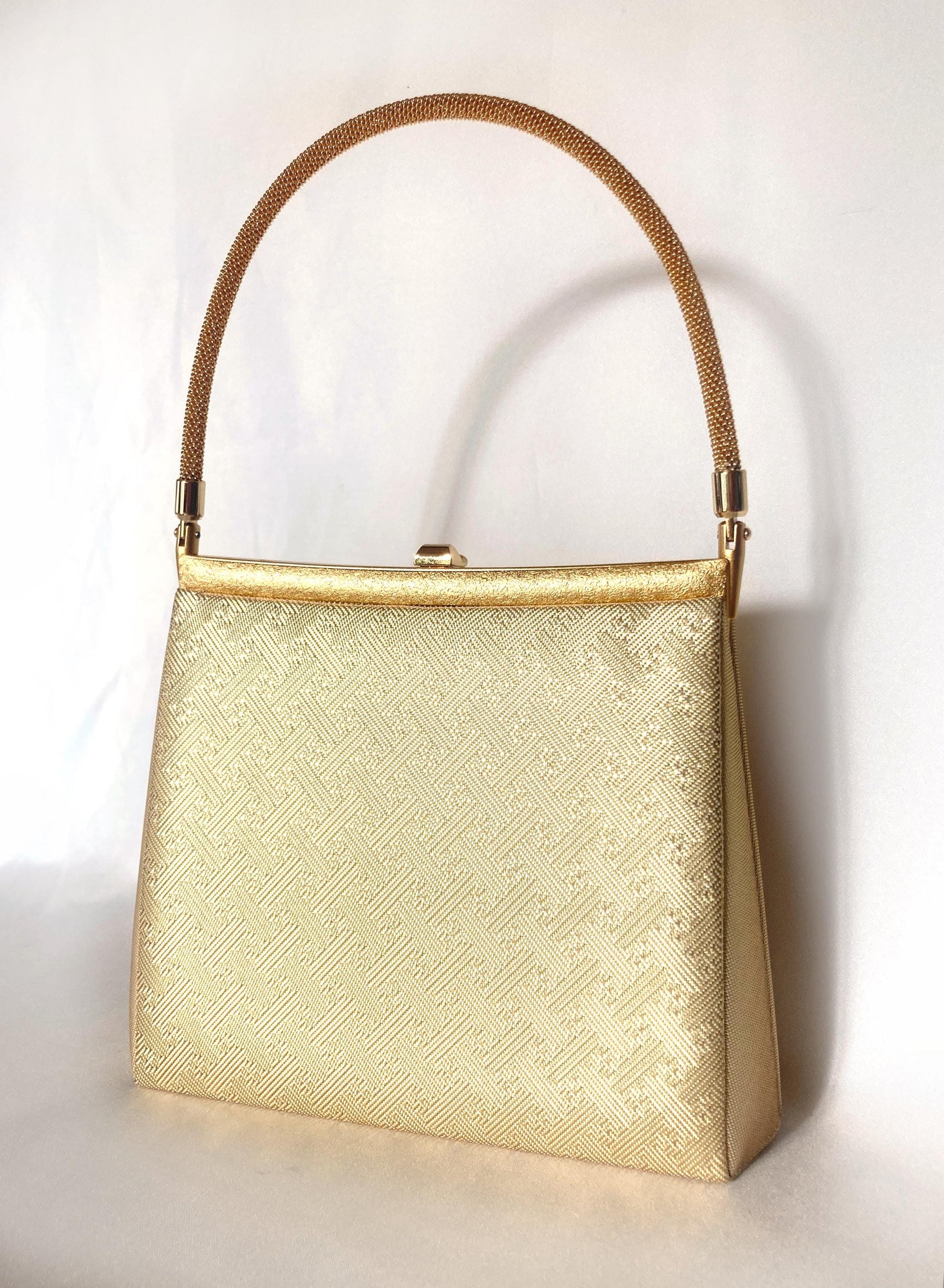 Vintage kimono handbag - metallic golden by "Kinwashi" brand