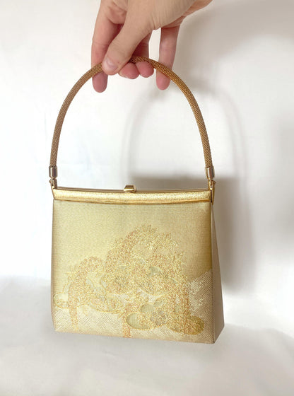 Vintage kimono handbag - metallic golden by "Kinwashi" brand