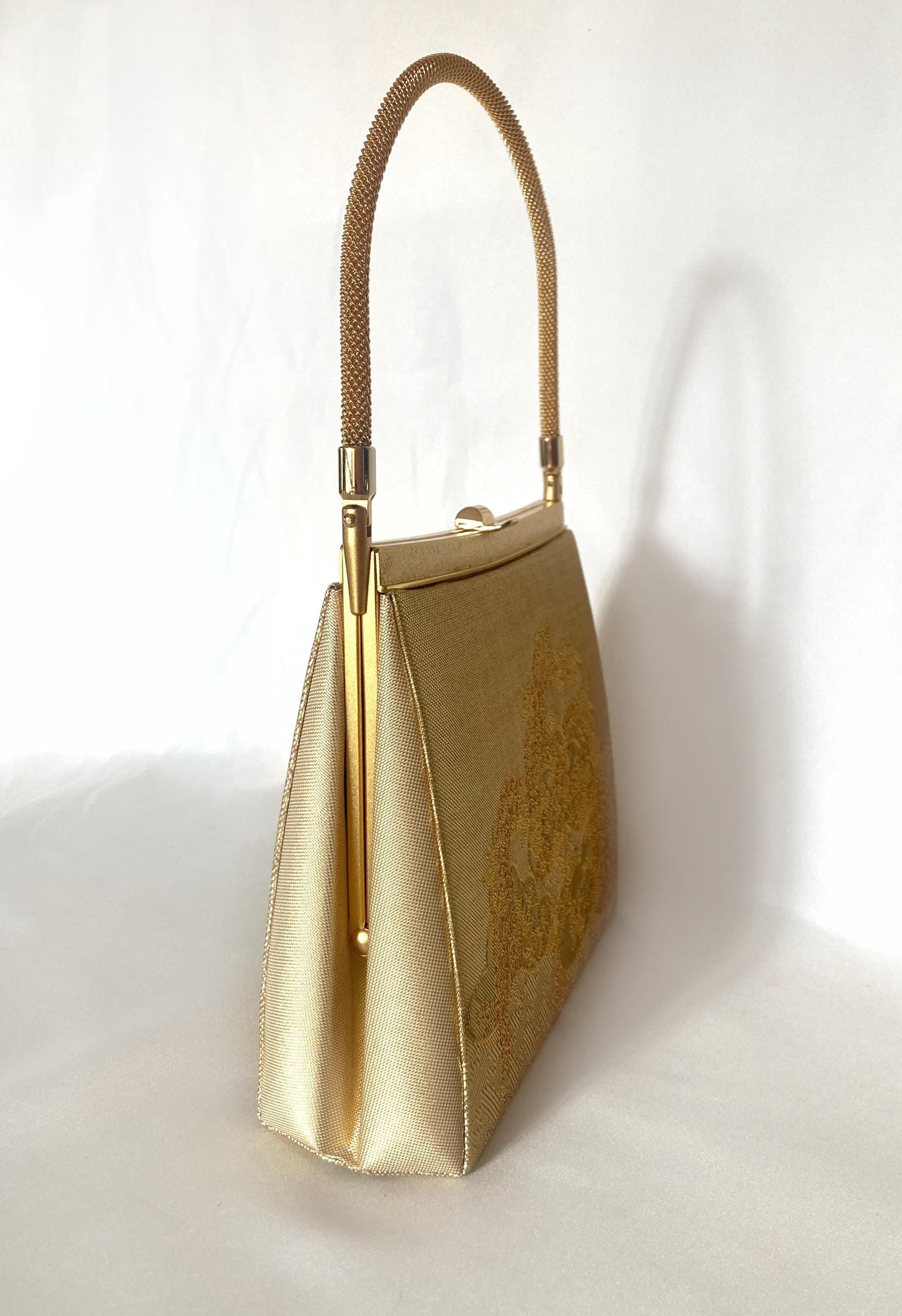 Vintage kimono handbag - metallic golden by "Kinwashi" brand