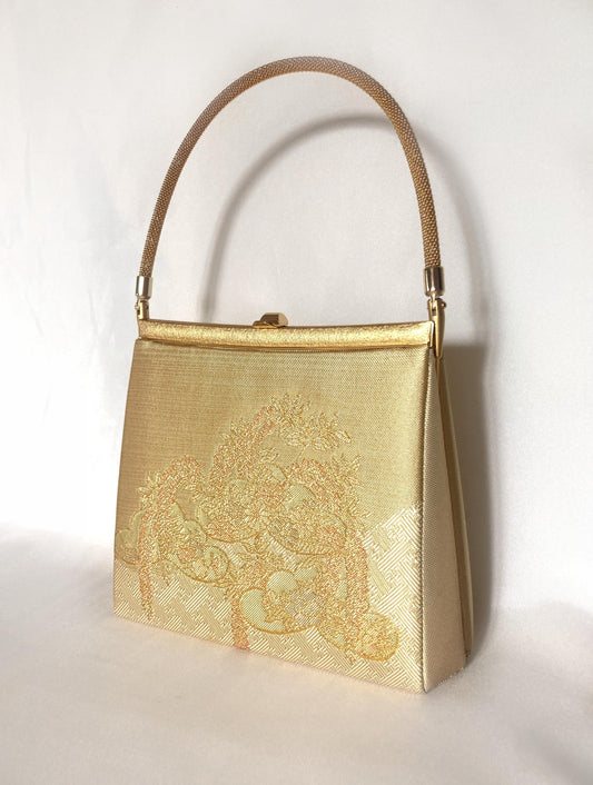 Vintage kimono handbag - metallic golden by "Kinwashi" brand