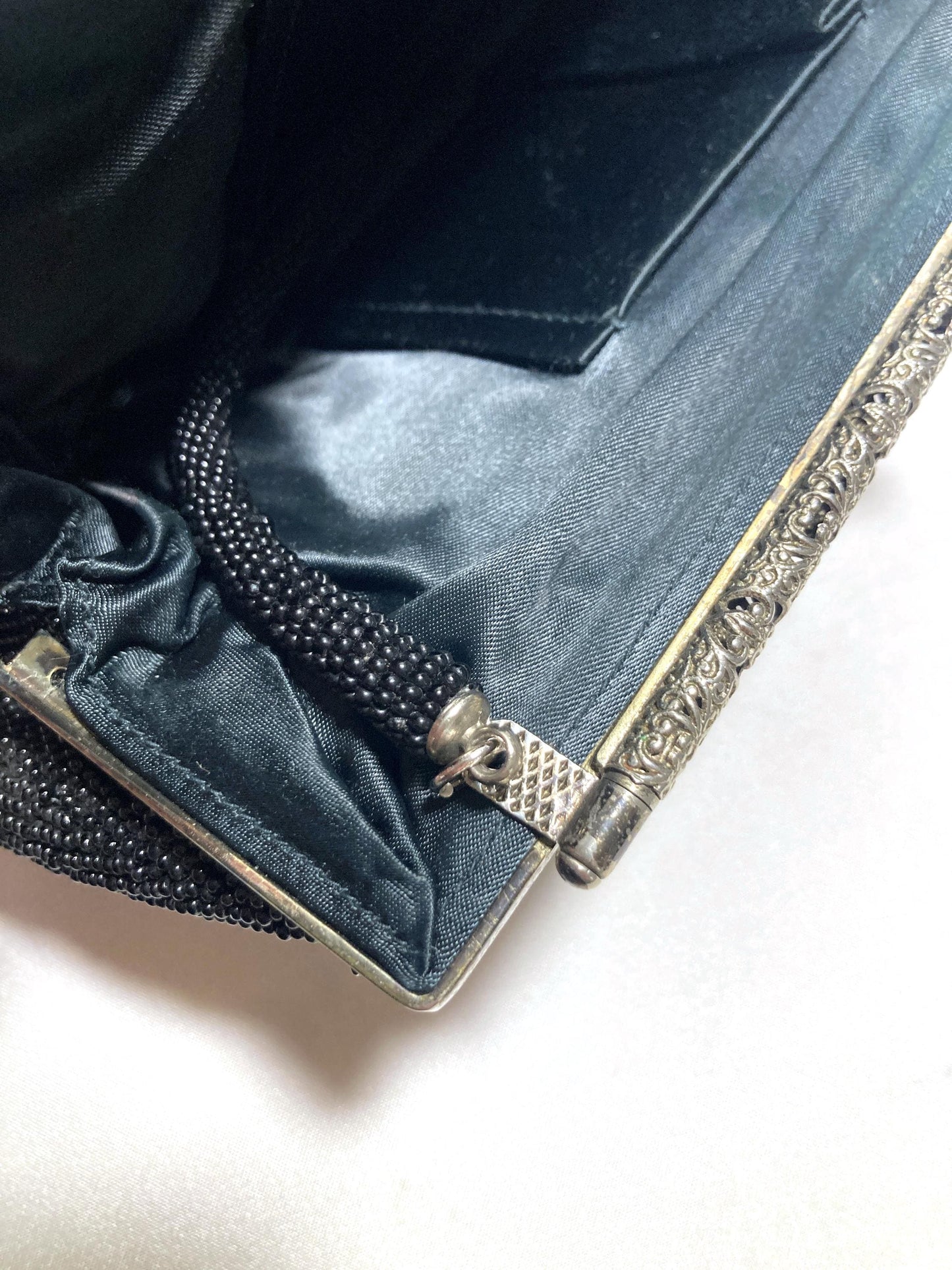 Vintage kimono 2-way handbag - black peacock feathers