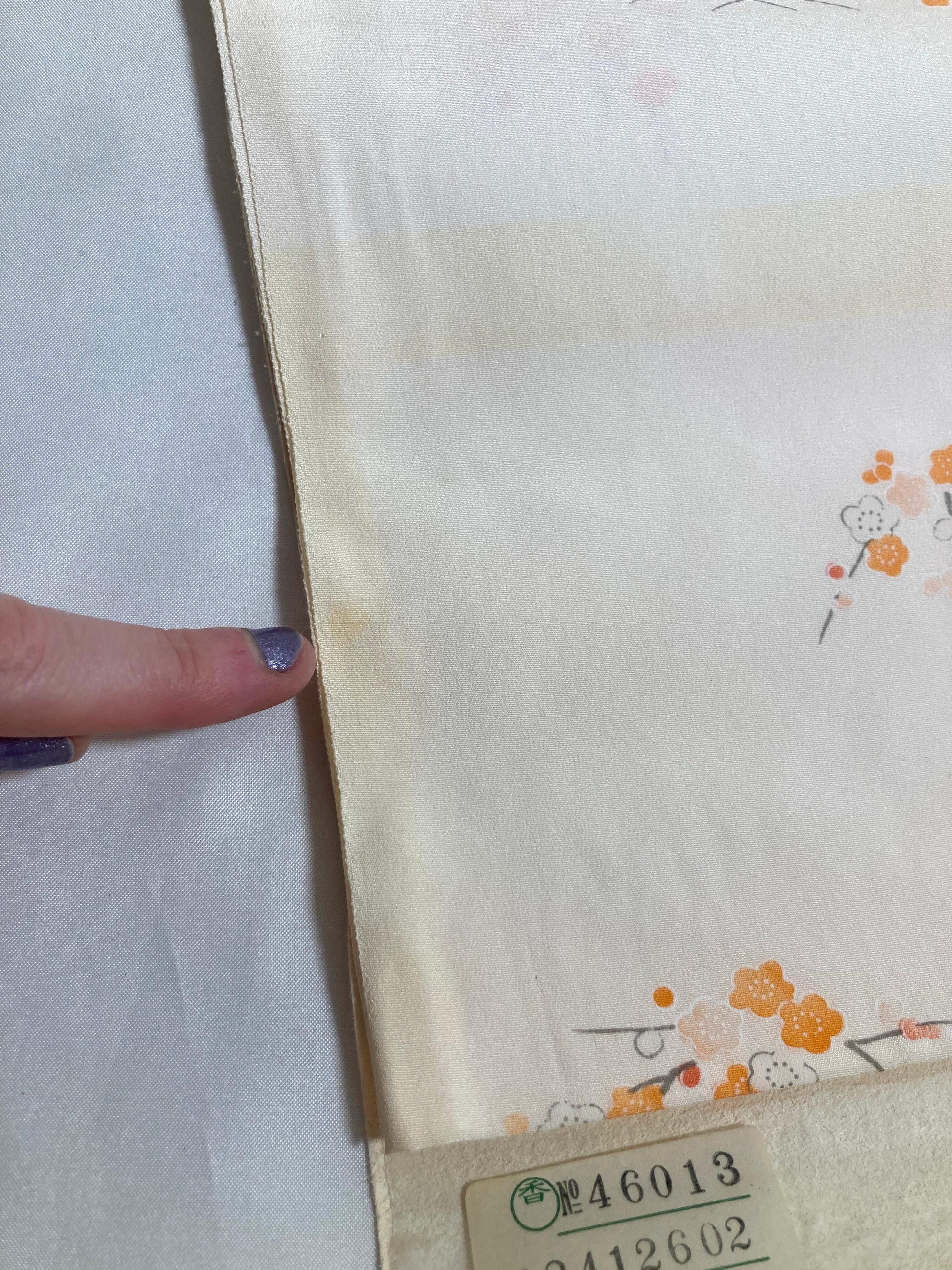 Vintage tanmono - silk kimono fabric bolt - thin pale pink silk satin (B grade)