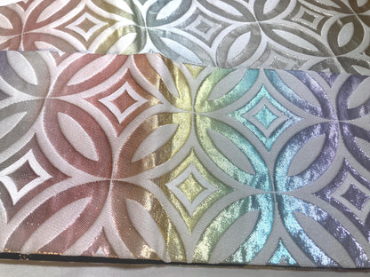 Reversible hanhaba obi - Black and white with rainbow pattern - obi for dancing