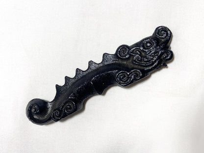 Japanese iron cast paperweight and brush rest - dragon