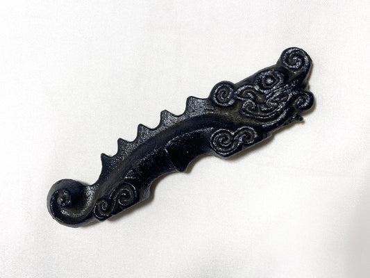 Japanese iron cast paperweight and brush rest - dragon