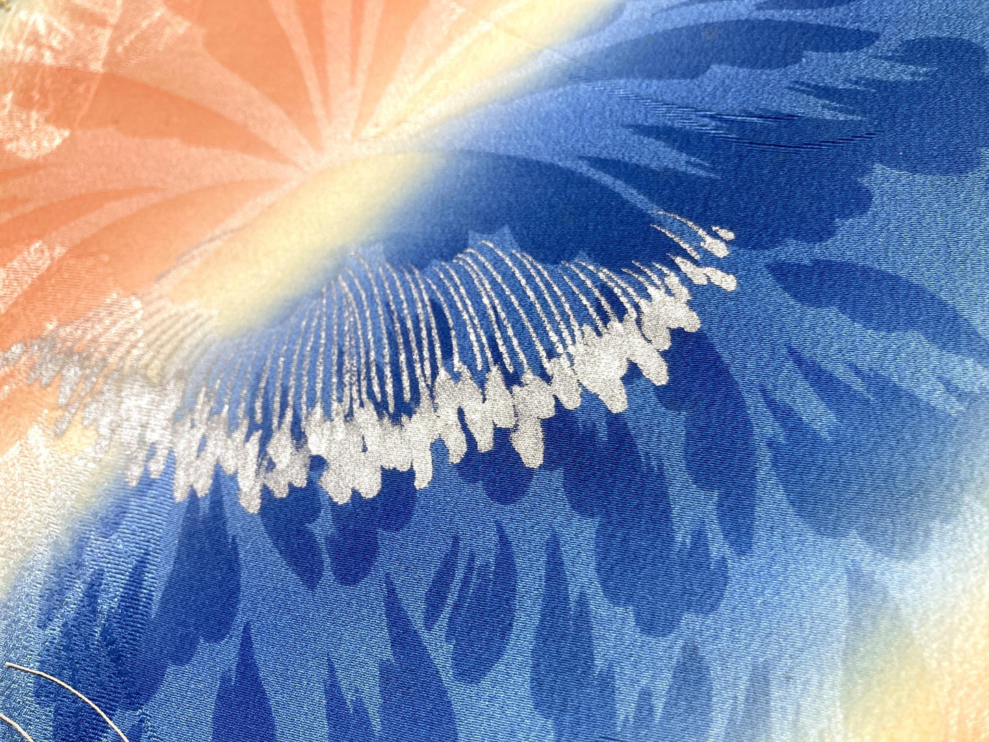 Vintage tanmono - silk kimono fabric bolt - pink and blue stripes with florals