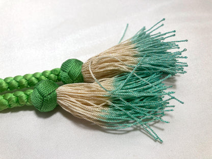 Pastel silk obijime with a glass obidome - thin belt with tassels