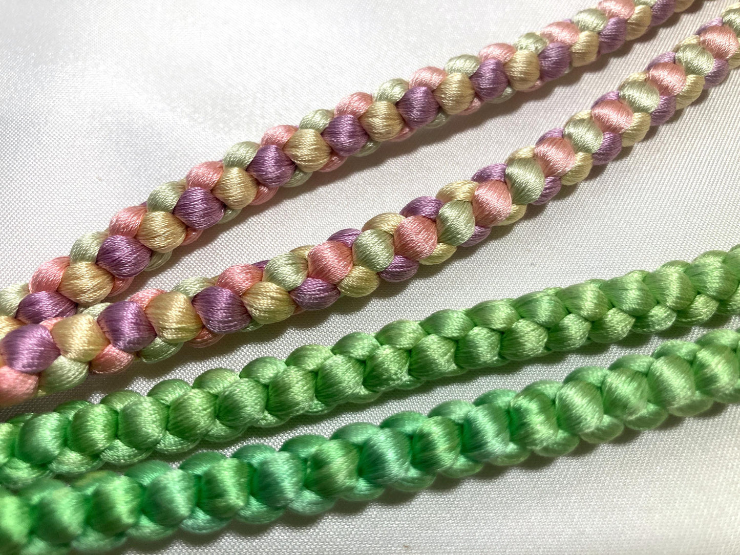 Pastel silk obijime with a glass obidome - thin belt with tassels