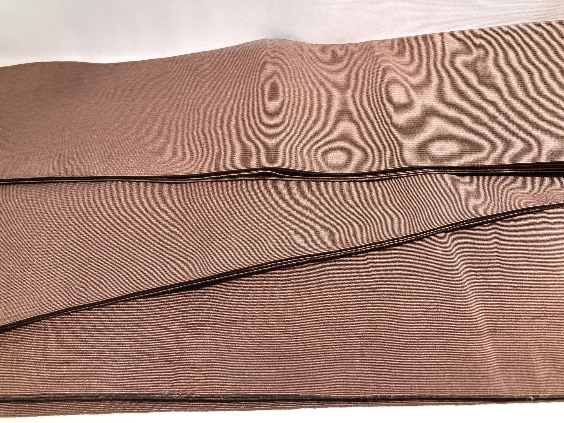 Japanese narrow kaku obi - brown silk "tsuzure obi"