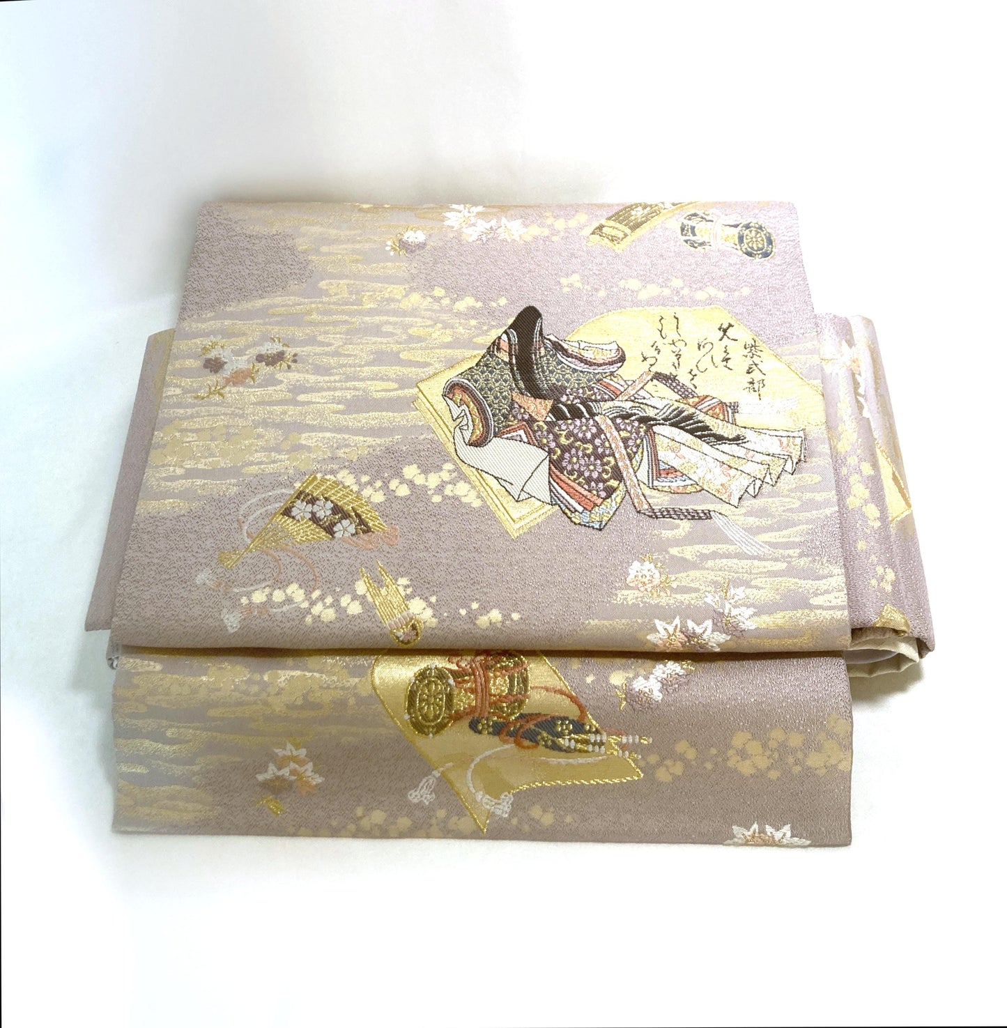Elegant instant obi - lilac and pastel Genji Monogatari scene