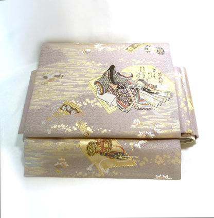 Elegant instant obi - lilac and pastel Genji Monogatari scene