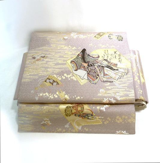 Elegant instant obi - lilac and pastel Genji Monogatari scene