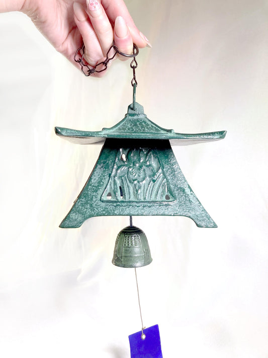 Cast iron wind chime (fuurin) - big size Japanese floral pavilion
