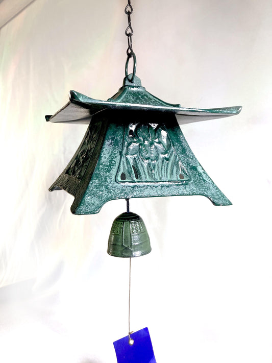 Cast iron wind chime (fuurin) - big size Japanese floral pavilion
