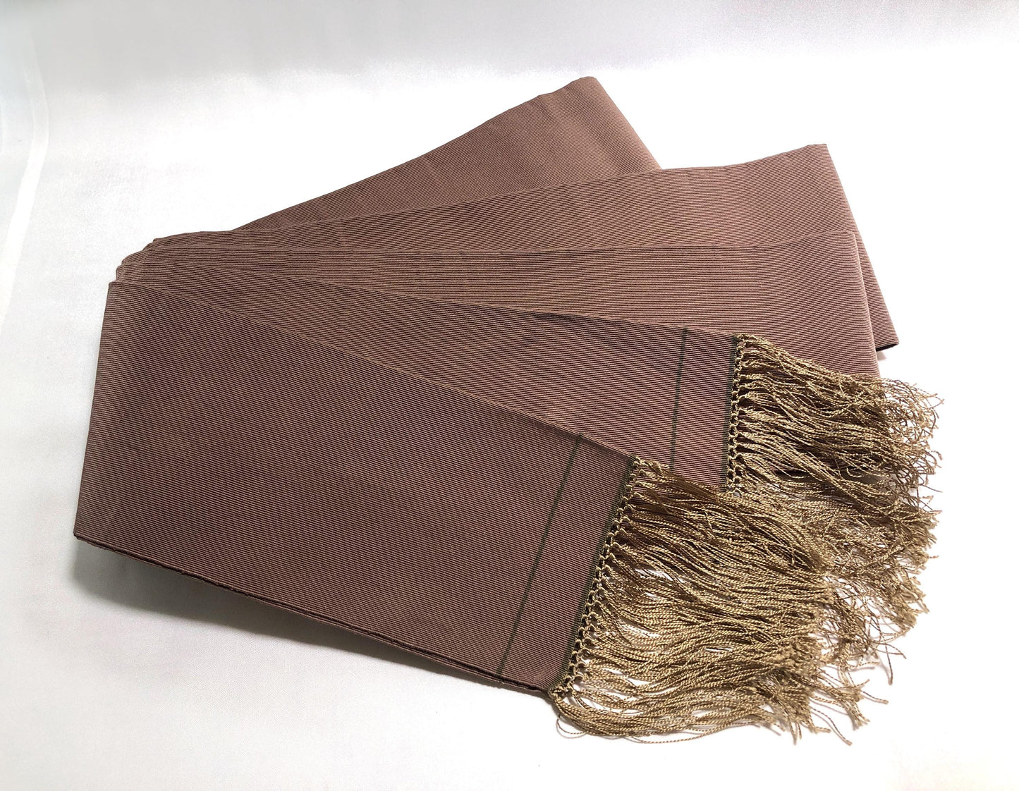 Japanese narrow kaku obi - brown silk "tsuzure obi"